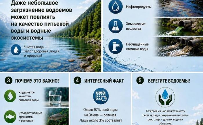 Даже небольшое загрязнение водоемов может повлиять на качество питьевой воды