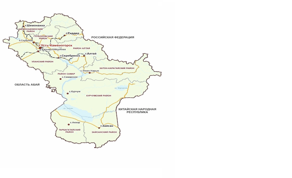 Карта восточного казахстана
